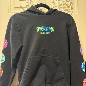Overtime Heat Check Youth L Hoodie Black with Colorful  basketballs